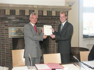 Vereidigung als Erster Beigeordneter der Gemeinde Velen durch Brgermeister Ralf Gro-Holtick im Burgsaal zu Ramsdorf (Juni 2008)