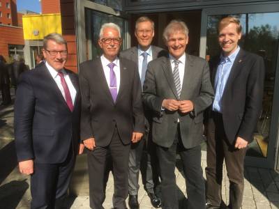 Austausch mit den Landratskollegen Effing (Steinfurt), Hendele (Mettmann), Adenauer (Gterloh) und Makiola (Unna)im Zuge der Behrdenleitertagung der Kreispolizeibehrden in Selm. 