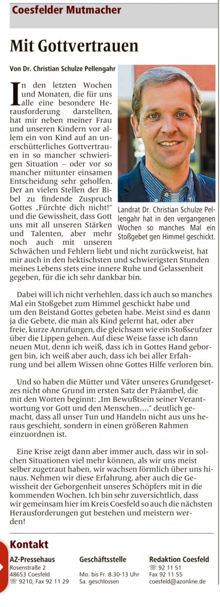 Allgemeins Zeitung Coesfeld, Samstag, 27. Juni 2020