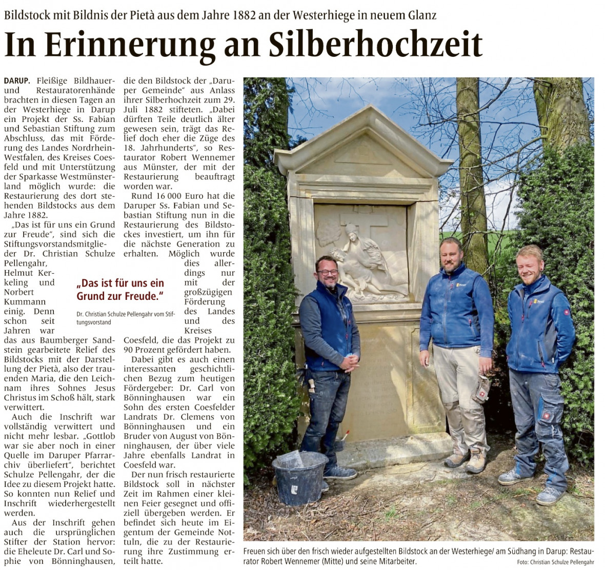 Bericht aus der Allgemeinen Zeitung Coesfeld/ Billerbecker Anzeiger vom 29.04.2023